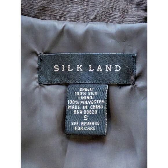 VTG Silkland S Women 100% Silk Brown Floral Jacket Embroidered Collared Lined - Picture 5 of 15